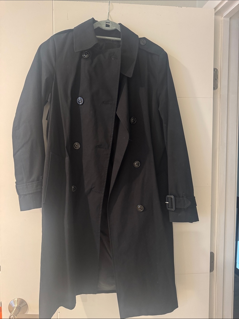 Mango Black Double-Breasted Trench Coat for Men